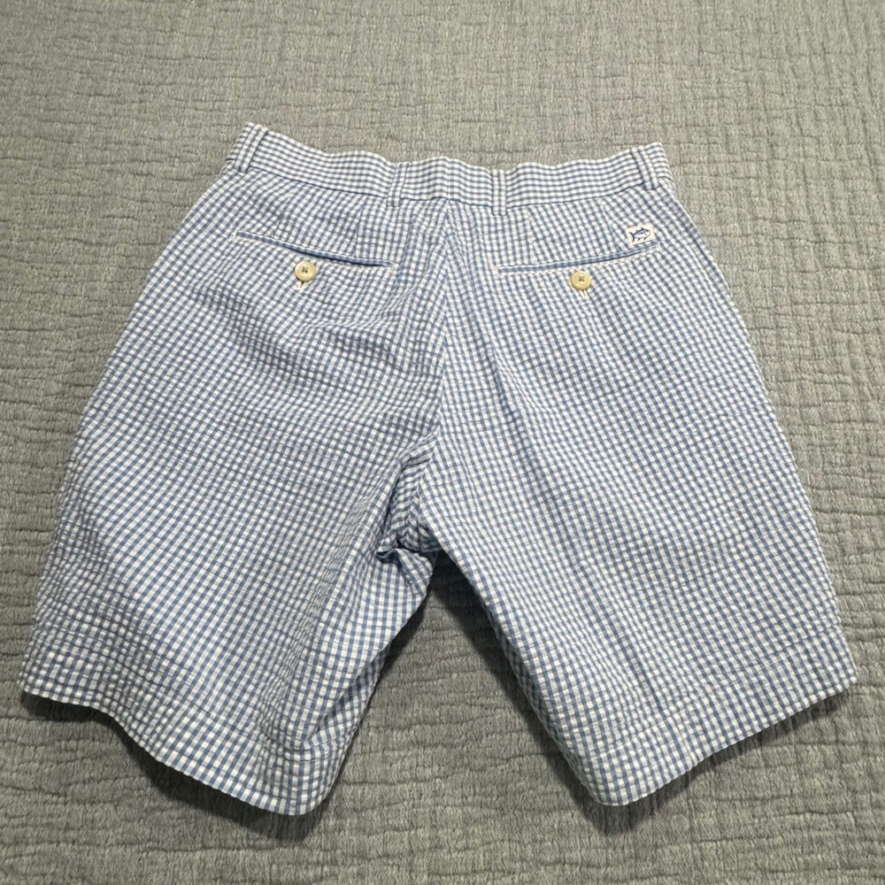 Southern Tide Shorts Mens 30x8 Blue Gingham Seersucker Flat Front Skipjack Check - Picture 4 of 8